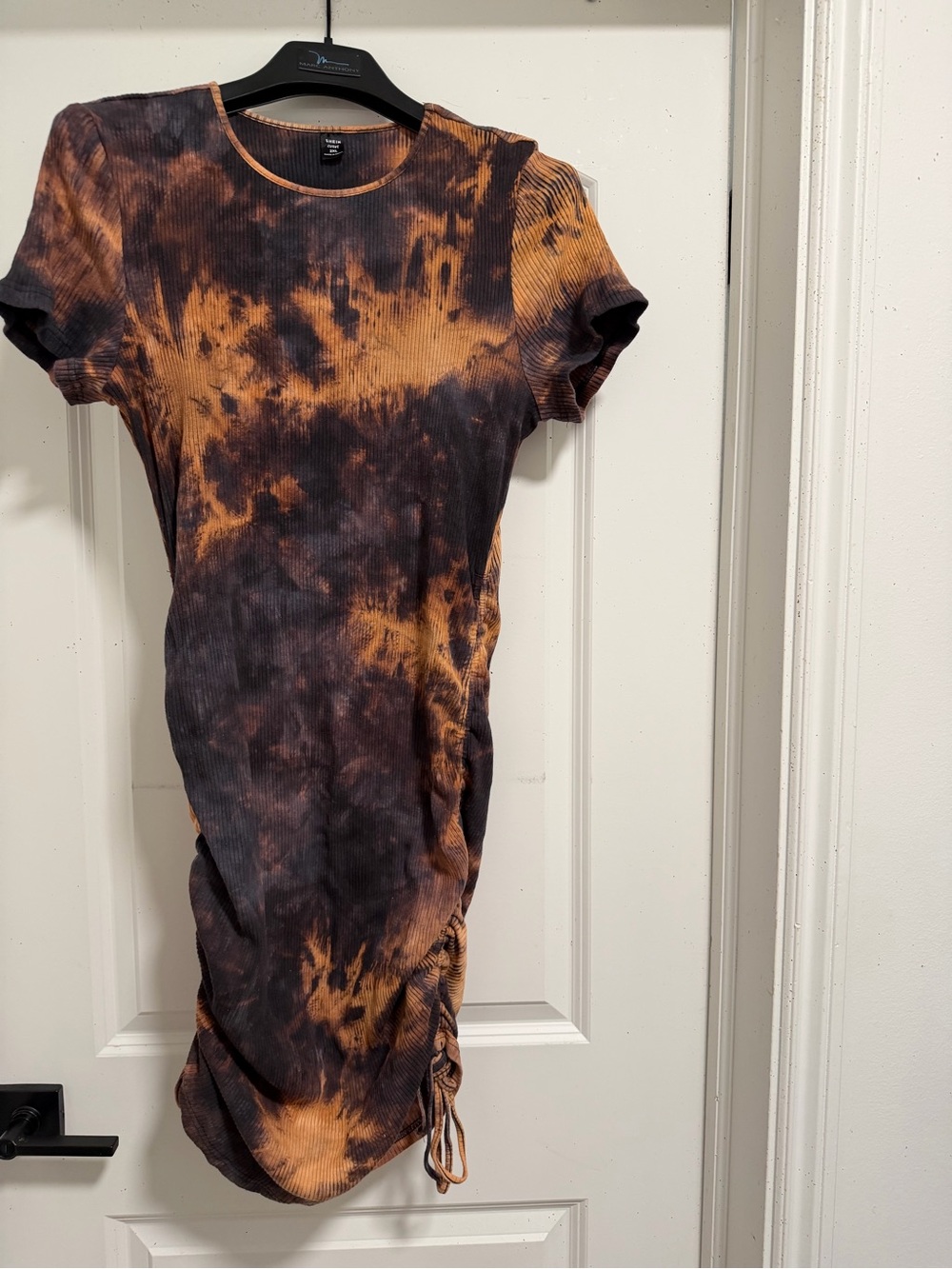 SHEIN Black and Brown Tie-Dye Ruched High-Low Mini Dress - Picture 2 of 4